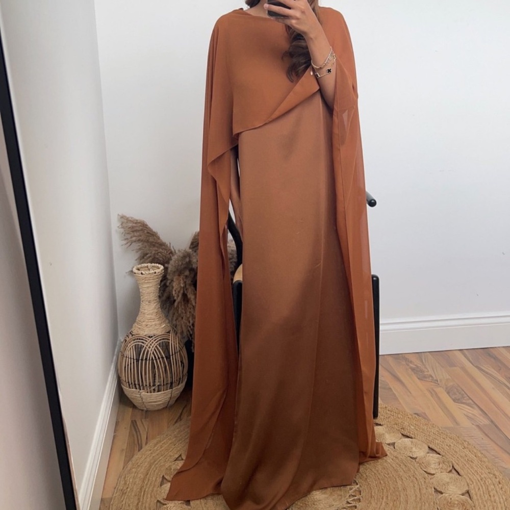 Brand New modest brown dress with cape